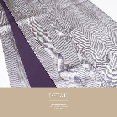 小紋 リサイクル 身丈158cm 裄63.8cm 袷 幾何学柄 縦枠柄 絞り パープル Mサイズ お洒落 しつけ糸 正絹 広衿 Aランク