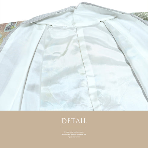 訪問着 身丈158.5cm 裄66.8cm 袷 辻ヶ花模様 グレー Mサイズ フォーマル お洒落 正絹 広衿 Sランク