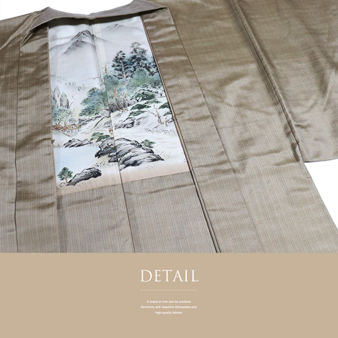 羽織 男物 リサイクル 羽織丈87cm 縞柄 紬 ブラウン Lサイズ お洒落 カジュアル 不明 Sランク