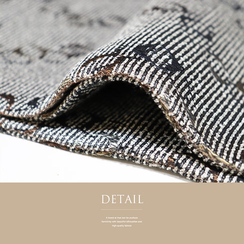 袋帯 リサイクル 帯丈446cm 全通 横縞に幾何学模様 ブラック Mサイズ 正絹 新品・未使用品 お洒落