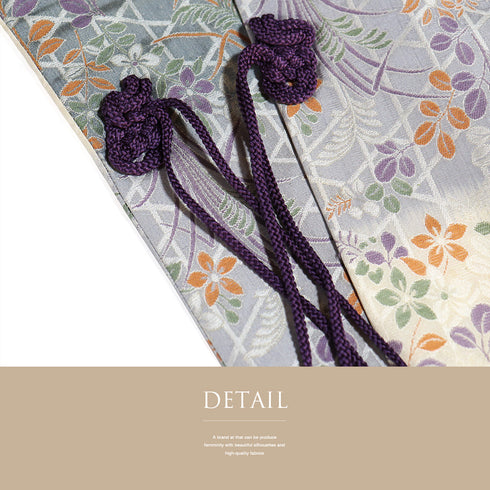 道中着 リサイクル 身丈88.7cm 裄65.2cm 袷 能衣装 籠目に草花柄 多色 Mサイズ お洒落 正絹 Sランク