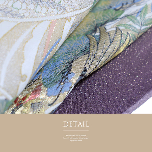 色留袖 リサイクル 身丈160.5cm 裄64.2cm 袷 宮延鳳凰風 比翼無し パープル Lサイズ 落款 一つ紋 正絹 広衿 Sランク