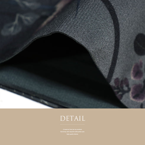 袋名古屋帯 リサイクル 帯丈374cm 全通 撫松庵 花柄 菊・撫子・萩 グレー Mサイズ ポリエステル Sランク カジュアル お洒落