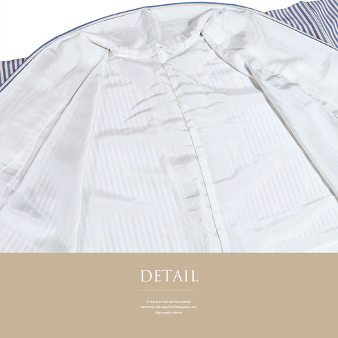 訪問着 リサイクル 身丈161.8cm 裄65.6cm 袷 ゆったりサイズ 花唐草模様 デザイン縞模様 ブルー Lサイズ お洒落 正絹 広衿 Sランク