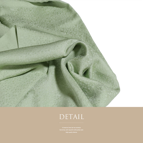 色無地 リサイクル 身丈159.8cm 裄70.4cm 袷 松柄 グリーン Mサイズ お洒落 落款 正絹 広衿 地紋あり Sランク