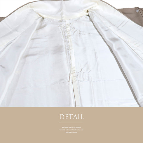 訪問着 リサイクル 身丈160.5cm 裄64.4cm 袷 雪輪 葡萄柄 箔加工 ブラウン Lサイズ セミフォーマル お洒落 正絹 広衿 Sランク