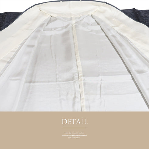 付下げ リサイクル 身丈153.2cm 裄62.8cm 袷 雪輪に宝尽くし柄 枝垂れ桜柄 金駒刺繍 ネイビー Sサイズ セミフォーマル お洒落 正絹 広衿 Aランク