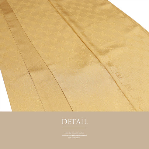 色無地 リサイクル 身丈163.2cm 裄67.2cm 袷 市松柄 イエロー Lサイズ セミフォーマル お洒落 落款 一つ紋 正絹 広衿 地紋あり Sランク