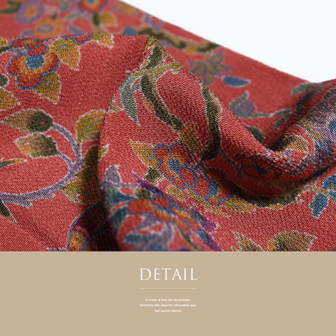 小紋 リサイクル 身丈163cm 裄67.4cm 袷 花唐草柄 ピンク Lサイズ お洒落 カジュアル 正絹 広衿 Sランク