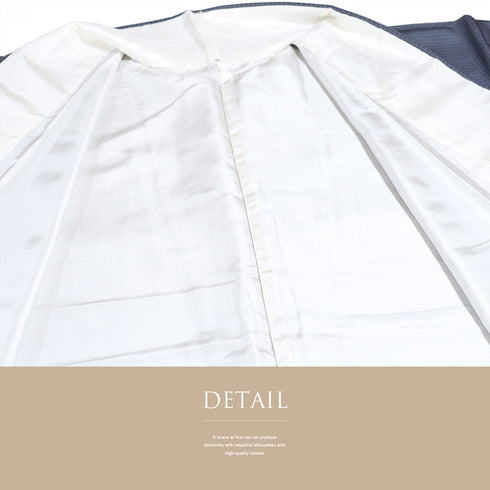 付下げ リサイクル 身丈161.7cm 裄68.6cm 袷 ・格子柄 縞柄 ゆったり ブルー Lサイズ お洒落 落款 しつけ糸 正絹 広衿 Sランク