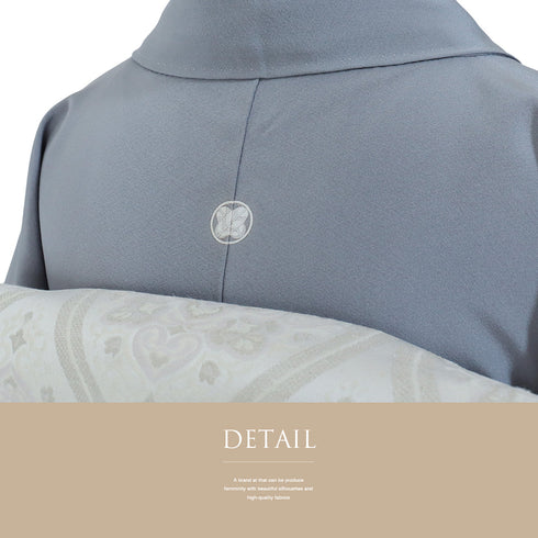 色留袖 リサイクル 身丈152.5cm 裄62cm 袷 童柄 松林柄 地引網風景 比翼付き グレー Sサイズ セミフォーマル 落款 三つ紋 正絹 広衿 Aランク