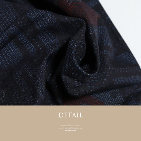 紬 リサイクル 身丈165.3cm 裄66.6cm 袷 結城紬 雪輪柄 ネイビー Lサイズ カジュアル お洒落 証紙 しつけ糸 正絹 広衿 Sランク