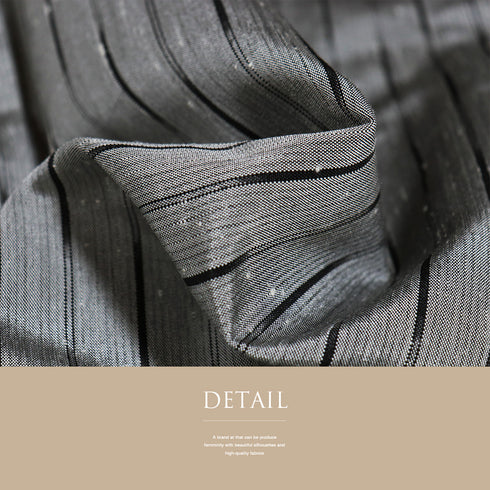 紬 リサイクル 身丈162.7cm 裄68cm 単衣 デザイン縞模様 グレー Lサイズ お洒落 正絹 広衿 Aランク