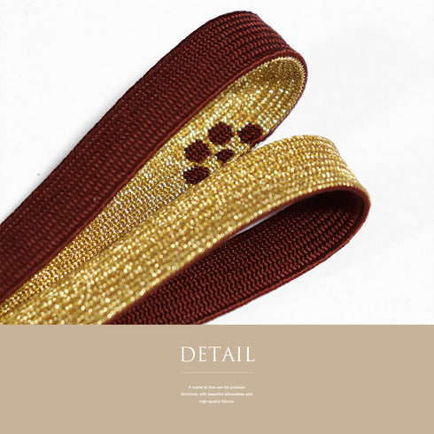 帯締め・帯揚げセット リサイクル お洒落 平組紐 ちりめん レッド 正絹 新品・未使用品 花柄