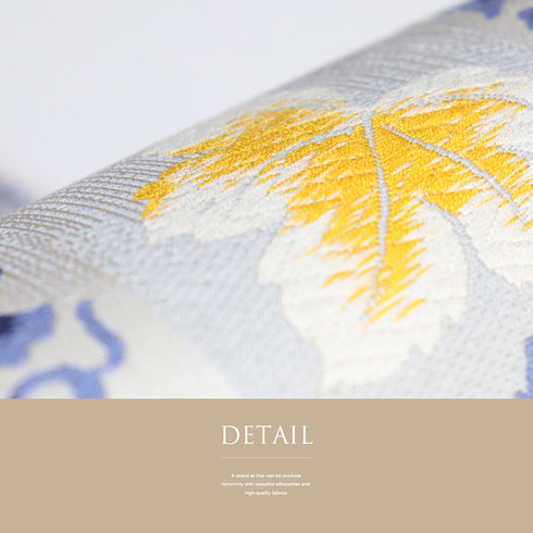 袋帯 リサイクル 帯丈425cm 六通 唐草や葉柄 刺繍 ブルー Sサイズ 正絹 未使用品 セミフォーマル お洒落