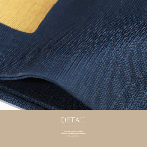 名古屋帯 リサイクル 帯丈355cm 六通 幾何学柄 ネイビー Sサイズ 正絹 Sランク お洒落 カジュアル