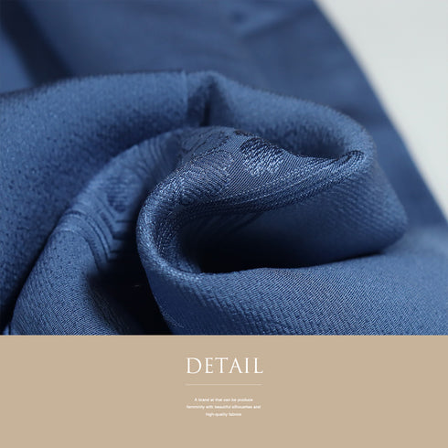 色無地 リサイクル 身丈160.5cm 裄64.4cm 袷 花菱柄 ブルー Lサイズ セミフォーマル お洒落 一つ紋 正絹 広衿 地紋あり Bランク