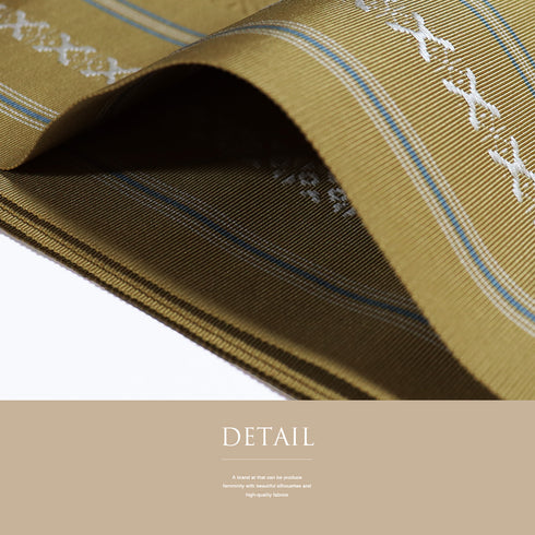 名古屋帯 リサイクル 帯丈349.5cm 全通 献上柄 本場筑前 ブラウン Sサイズ 正絹 新品・未使用品 カジュアル