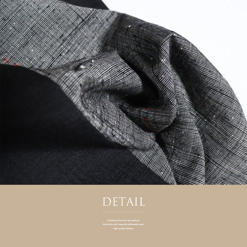 紬 リサイクル 身丈162cm 裄65cm 袷 幾何学模様 織り出し柄 ブラック Lサイズ お洒落 カジュアル 正絹 広衿 Sランク