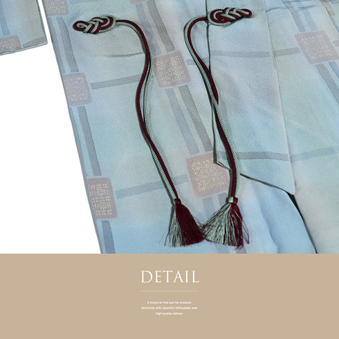 道中着 リサイクル 身丈110.5cm 裄69.6cm 袷 ロング 着物衿 グレー LLサイズ カジュアル 正絹 Sランク