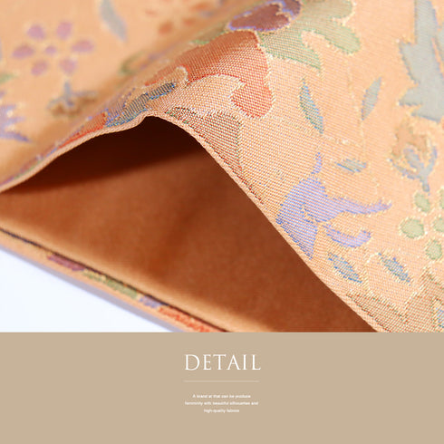 袋帯 リサイクル 帯丈446cm 全通 動植物柄 オレンジ Mサイズ ポリエステル Sランク お洒落