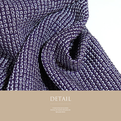 小紋 リサイクル 身丈159.2cm 裄64.4cm 袷 総絞り パープル Mサイズ お洒落 しつけ糸 正絹 広衿 Aランク