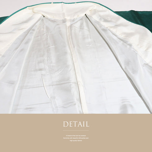 訪問着 リサイクル 身丈162.7cm 裄68.4cm 袷 華文柄 花唐草柄 箔 地紋 グリーン Lサイズ セミフォーマル 正絹 広衿 Sランク