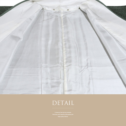 訪問着 リサイクル 身丈165.8cm 裄68.4cm 袷 裾ぼかし柄 箔 地紋 グリーン LLサイズ お洒落 正絹 広衿 Sランク