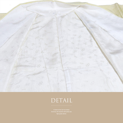 訪問着 リサイクル 身丈164.5cm 裄66.4cm 袷 花柄 箔 イエロー Lサイズ セミフォーマル 正絹 広衿 Aランク