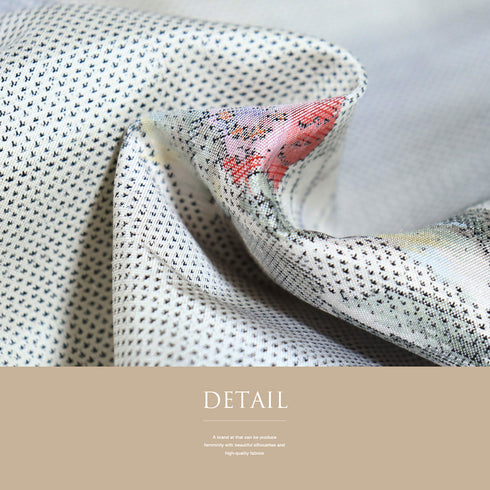 大島紬 リサイクル 身丈163cm 裄65.6cm 袷 花枝柄 心のやすらぎ 都喜ヱ門 多色 Lサイズ お洒落 カジュアル 証紙 しつけ糸 正絹 広衿 Sランク