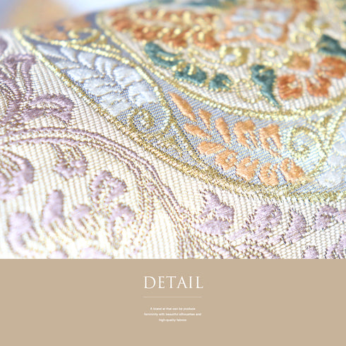 袋帯 リサイクル 帯丈432cm 六通 山重正倉文 華文や花唐草柄 グレー Sサイズ 正絹 Sランク フォーマル セミフォーマル