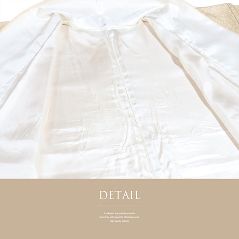 付下げ リサイクル 身丈166.5cm 裄66.8cm 袷 蔦柄 地紋 刺繍 ベージュ LLサイズ セミフォーマル お洒落 正絹 広衿 Aランク