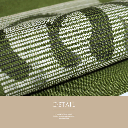 名古屋帯 リサイクル 帯丈367.7cm ポイント柄 抽象柄 グリーン Mサイズ 正絹 Sランク お洒落 カジュアル