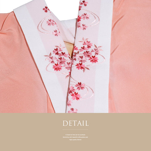 長襦袢 リサイクル 長襦袢 身丈119.5cm 裄63.2cm 袷 縞ぼかし柄 後身頃居敷当て付き 刺繍半衿 ピンク Sサイズ 正絹 袖無双 新品・未使用品