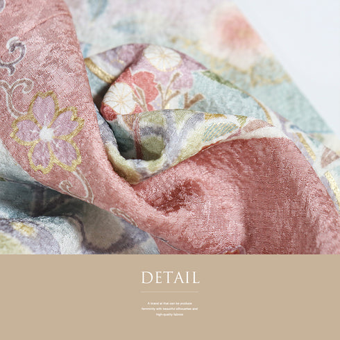 訪問着 リサイクル 身丈165cm 裄66.4cm 袷 松唐菱に菊柄 金駒刺繍 箔 パープル Lサイズ フォーマル セミフォーマル 正絹 広衿 Sランク