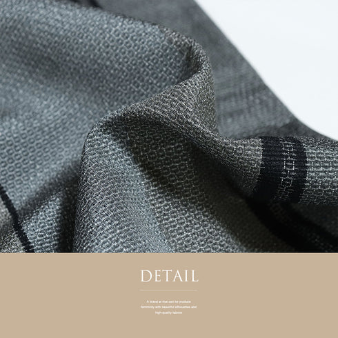 紬 リサイクル 身丈161cm 裄65.4cm 単衣 縞模様 後身頃居敷当て付き グレー Lサイズ カジュアル お洒落 正絹 広衿 Sランク