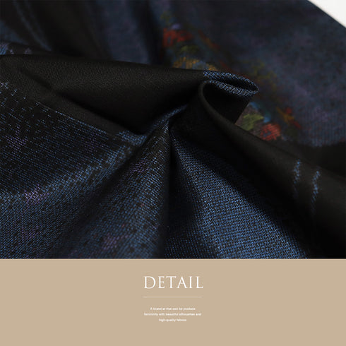 紬 リサイクル 身丈162.8cm 裄65.6cm 袷 蝶々柄 ブラック Lサイズ カジュアル お洒落 正絹 広衿 Sランク