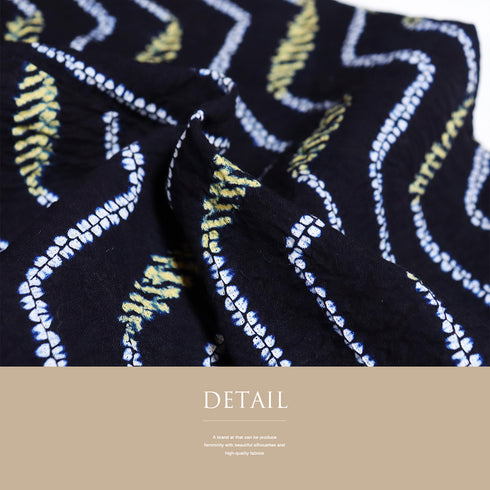 浴衣 リサイクル 夏着物 身丈142.7cm 裄60.4cm 夏物 ジュニアサイズ 幾何学模様 ネイビー 規格外サイズ カジュアル 木綿 洗える着物 バチ衿 Sランク