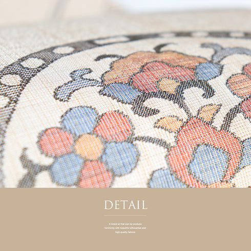 袋帯 リサイクル 帯丈426cm 六通 丸に花柄 デザイン唐花柄 ベージュ Sサイズ 正絹 新品・未使用品 お洒落