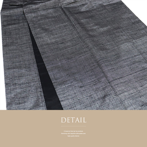 アンサンブル 男物 リサイクル 身丈133cm 裄66.8cm 羽織丈87cm 袷 グレー SSサイズ お洒落 カジュアル しつけ糸 正絹 棒衿 Sランク