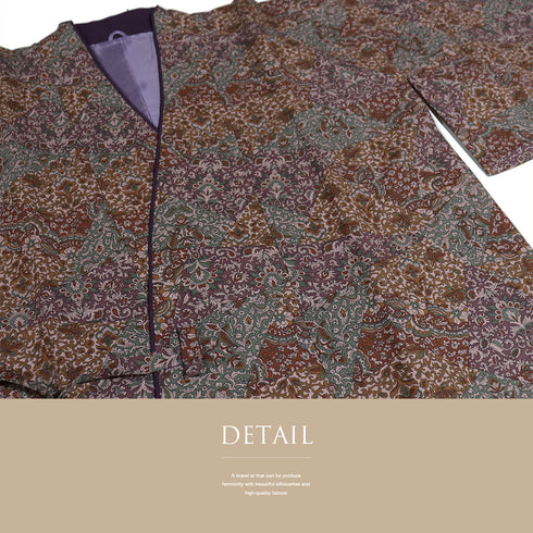 道中着 リサイクル 身丈80cm 裄67cm 袷 既製品 裂取り柄 多色 Lサイズ お洒落 カジュアル ポリエステル 洗える着物 Sランク