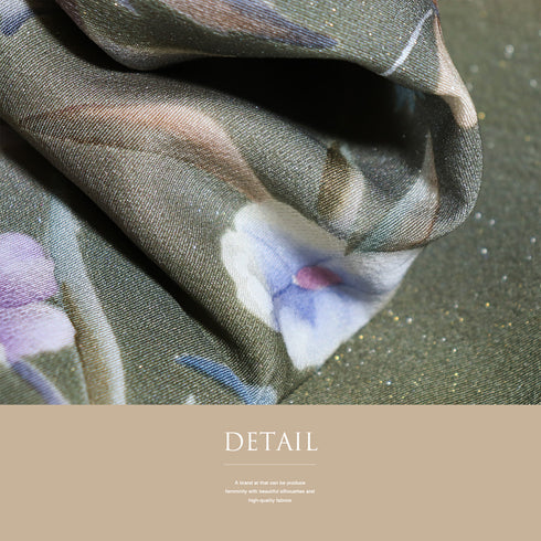 付下げ リサイクル 身丈158.5cm 裄63.2cm 袷 花柄 草野一騎 ブラウン Mサイズ セミフォーマル お洒落 正絹 広衿 Sランク