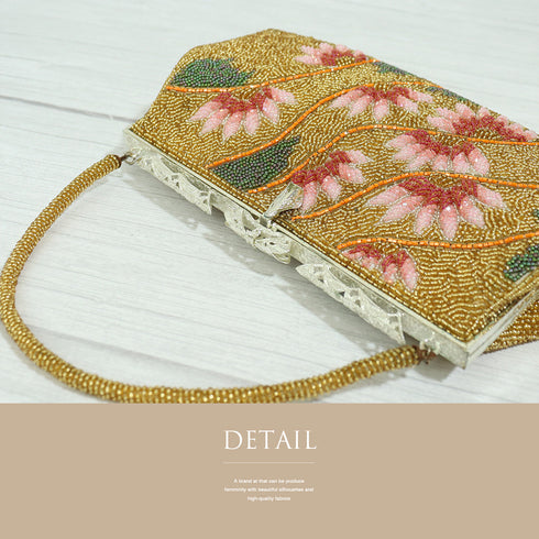 バッグ リサイクル ゴールド ビーズ Aランク 花柄