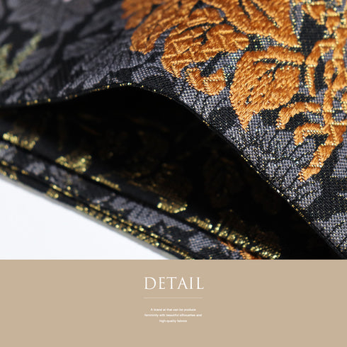 袋帯 リサイクル 帯丈432cm 全通 花唐草柄 西陣織 ブラック Sサイズ 正絹 新品・未使用品 フォーマル お洒落