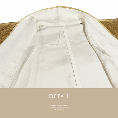 訪問着 リサイクル 身丈167.3cm 裄68.2cm 袷 地紋 金彩秋草模様 刺繍 ブラウン LLサイズ セミフォーマル 正絹 広衿 Sランク