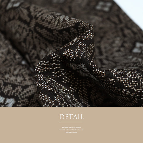 紬 リサイクル 身丈156.5cm 裄64.8cm 袷 デザイン七宝柄 ブラウン Mサイズ カジュアル お洒落 しつけ糸 正絹 広衿 Bランク