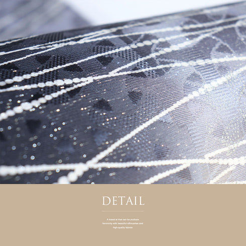 袋帯 リサイクル 帯丈464cm 全通 幾何学柄に小花の地紋 ブラック LLサイズ 正絹 新品・未使用品 お洒落