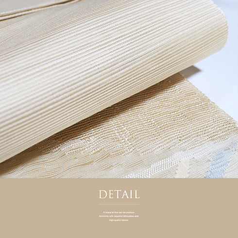 名古屋帯 リサイクル 帯丈363.4cm ポイント柄 夏用 幾何学模様 ベージュ Mサイズ 正絹 Sランク カジュアル