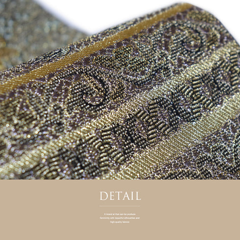 袋帯 リサイクル 帯丈450cm 六通 横段有職文様 西陣織 ゴールド Lサイズ 混合 新品・未使用品 フォーマル セミフォーマル