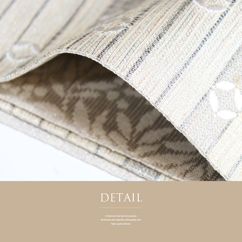 袋帯 リサイクル 帯丈438cm 全通 横縞柄 ベージュ Mサイズ 正絹 Sランク お洒落